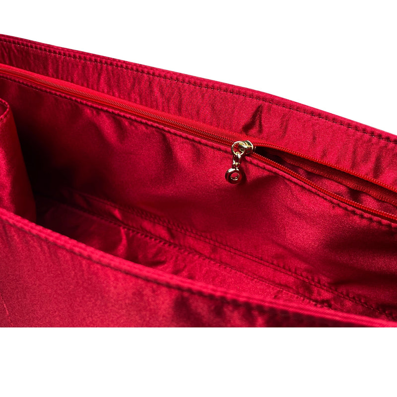 Organizer for [XL Flamenco Clutch, Loewe] Bag Insert (Silk, Trapezoid Shape with Zip Pocket)