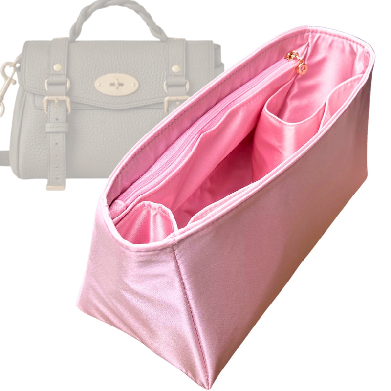 Organizer for [Alexa Regular, Mulberry] Tote Purse Bag Insert Liner Shaper (Silk, Trapezoid Shape with Zip Pocket)