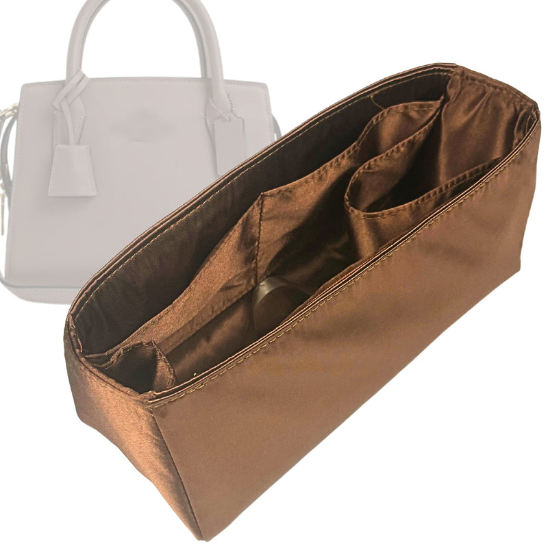 Organizer for [Large Andrea Carryall, Coach] Tote Purse Bag Insert Liner Shaper (Silk, Trapezoid Shape with Zip Pocket)