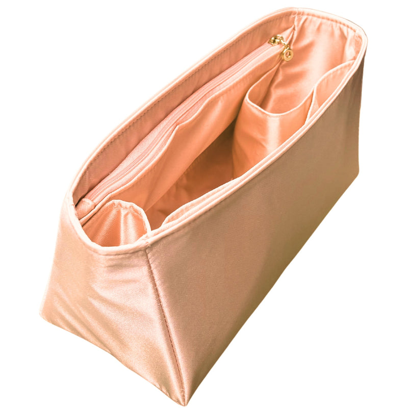 Organizer for [Mini Everyday Cabas, Mansur Gavriel] Bag Insert (Silk, Trapezoid Shape with Zip Pocket)