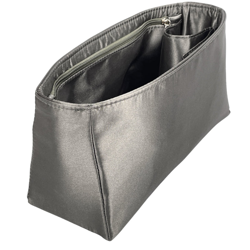 Organizer for [Flamenco Purse Bucket, Loewe] Bag Insert (Silk, Trapezoid Shape with Zip Pocket)