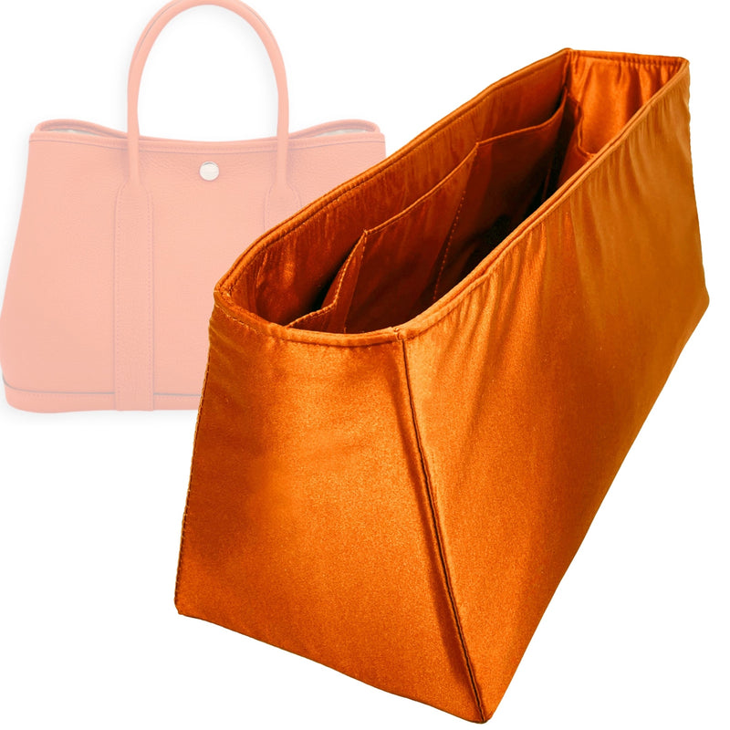 Organizer for [Garden Party 49, Hermes] Tote Purse Bag Insert Liner Shaper (Silk, Trapezoid Shape with Zip Pocket)