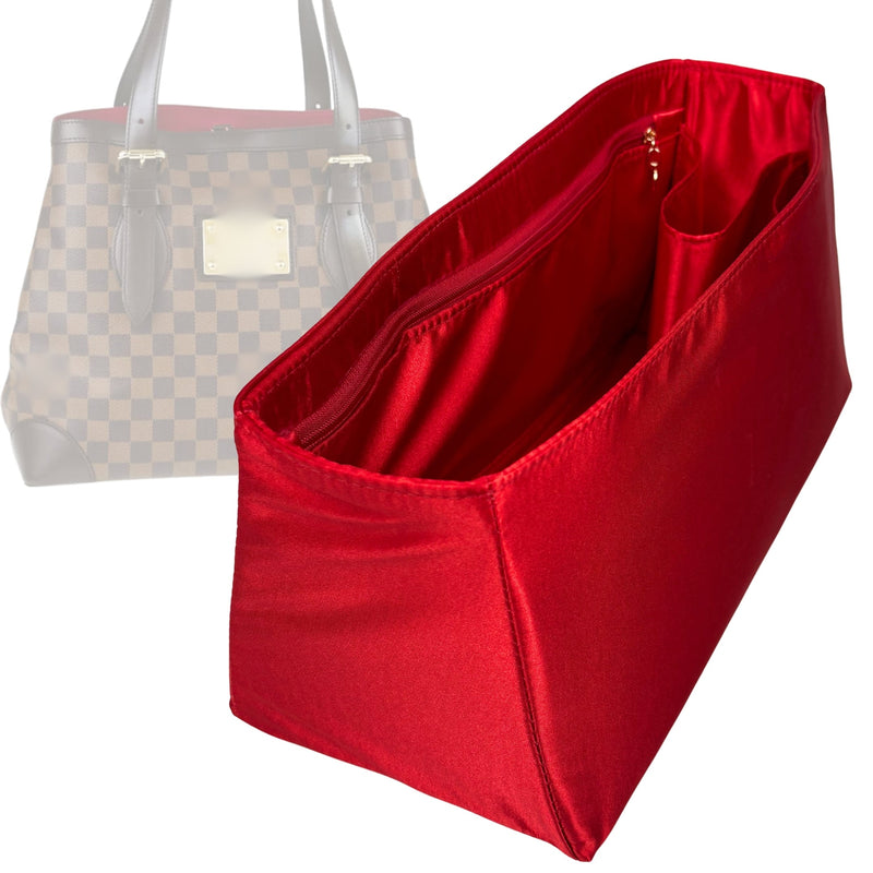 Organizer for [Hampstead MM, LV] Tote Purse Bag Insert Liner Shaper (Silk, Trapezoid Shape with Zip Pocket)