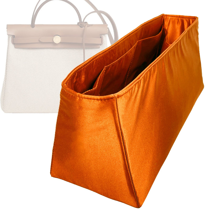 Organizer for [Herbag Messenger 39, Hermes] Tote Purse Bag Insert Liner Shaper (Silk, Trapezoid Shape with Zip Pocket)