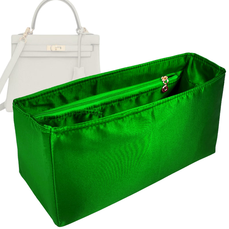 Organizer for [Kelly 40 Retourne, Hermes] Tote Purse Bag Insert Liner Shaper (Silk, Trapezoid Shape with Zip Pocket)