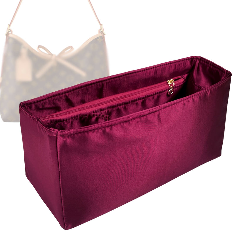 Organizer for [CarryAll PM (Small), LV] Tote Purse Bag Insert Liner Shaper (Silk, Trapezoid Shape with Zip Pocket)