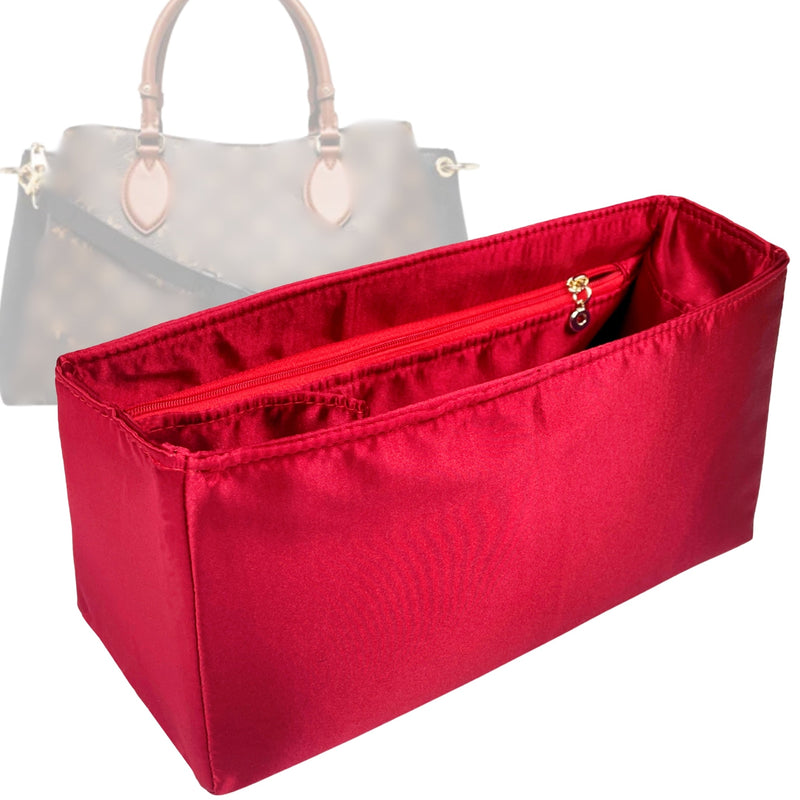 Organizer for [Vendôme MM, LV] Tote Purse Bag Insert Liner Shaper (Silk, Trapezoid Shape with Zip Pocket)