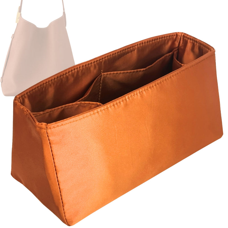 Organizer for [Low Key Hobo MM (Medium), LV] Tote Purse Bag Insert Liner Shaper (Silk, Trapezoid Shape with Zip Pocket)
