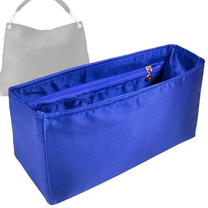 Organizer for [Maida Hobo, LV] Tote Purse Bag Insert Liner Shaper (Silk, Trapezoid Shape with Zip Pocket)
