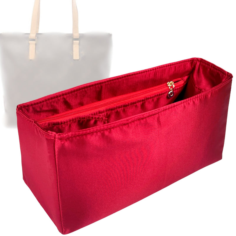 Organizer for [Mezzo, LV] Tote Purse Bag Insert Liner Shaper (Silk, Trapezoid Shape with Zip Pocket)