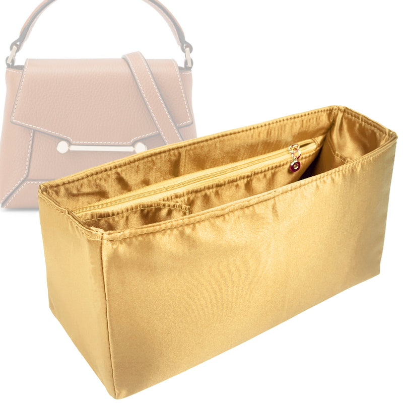 Organizer for [Mosaic Bag, Strathberry] Tote Purse Bag Insert Liner Shaper (Silk, Trapezoid Shape with Zip Pocket)