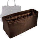 Organizer for [Medium Buckle leather handbag with belt, Prada] Tote Purse Bag Insert Liner Shaper (Silk, Trapezoid Shape with Zip Pocket)