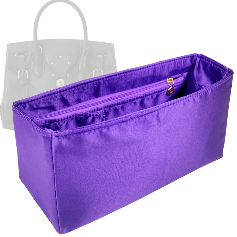 Organizer for [Soft Ricky 18, Ralph Lauren] Tote Purse Bag Insert Liner Shaper (Silk, Trapezoid Shape with Zip Pocket)