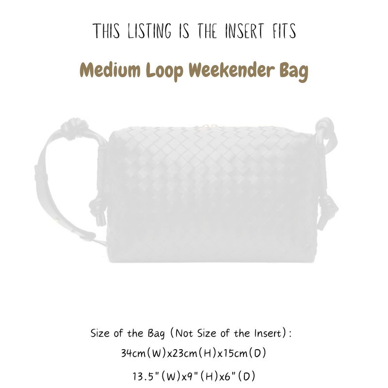 Organizer for [Loop Weekender, Bottega Veneta] Bag Insert (Felt, Long Zip and Open Compartment)