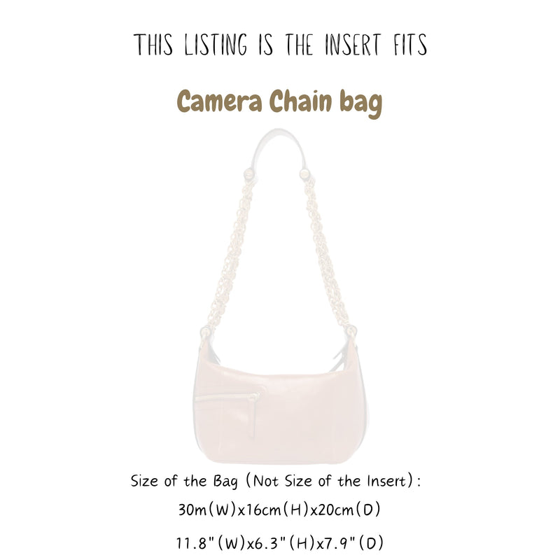 Organizer for [Camera Chain Bag, Chloe] Bag Insert (Felt, Long Zip and Open Compartment)
