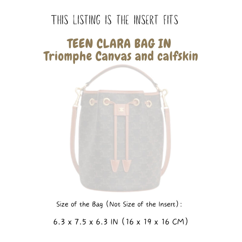 Organizer for [Teen Clara Bag, Celine] Bag Insert (Felt, Slim with Zip Pocket)