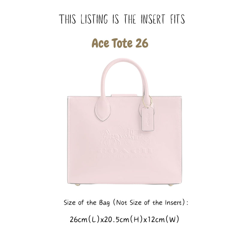 Organizer for [Ace Tote 26, Coach] Bag Insert (Velvet, Long Zip and Open Compartment)