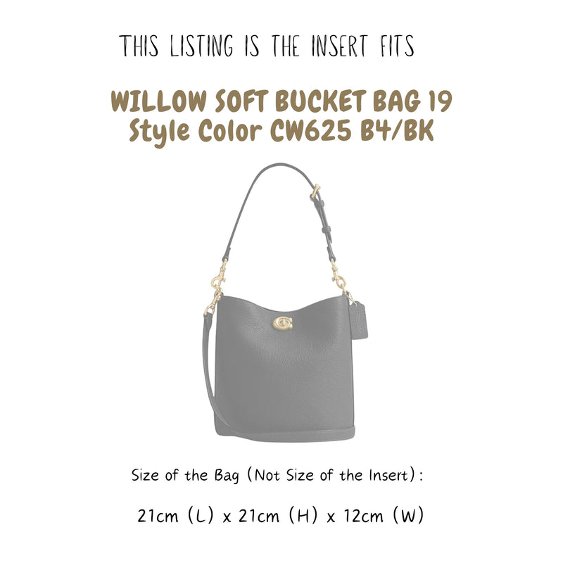 Organizer for [Willow Soft Bucket Bag 19 (CW625 B4/BK), Coach] Bag Insert (Velvet, A Pair of Inserts)