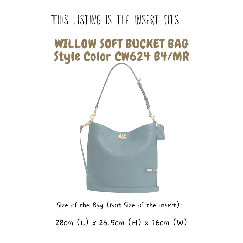 Organizer for [Willow Soft Bucket Bag 28cm (CW624 B4/MR), Coach] Bag Insert (Velvet, A Pair of Inserts)