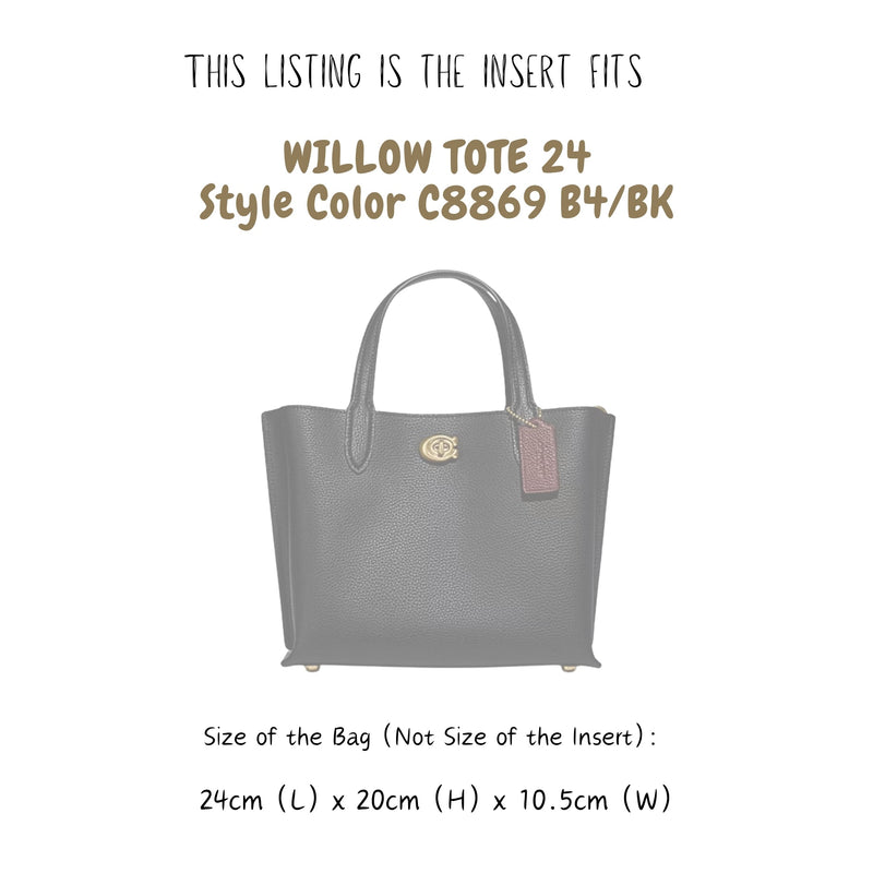 Organizer for [Willow Tote 24 (C8869 B4/BK), Coach] Bag Insert (Velvet, A Pair of Inserts)