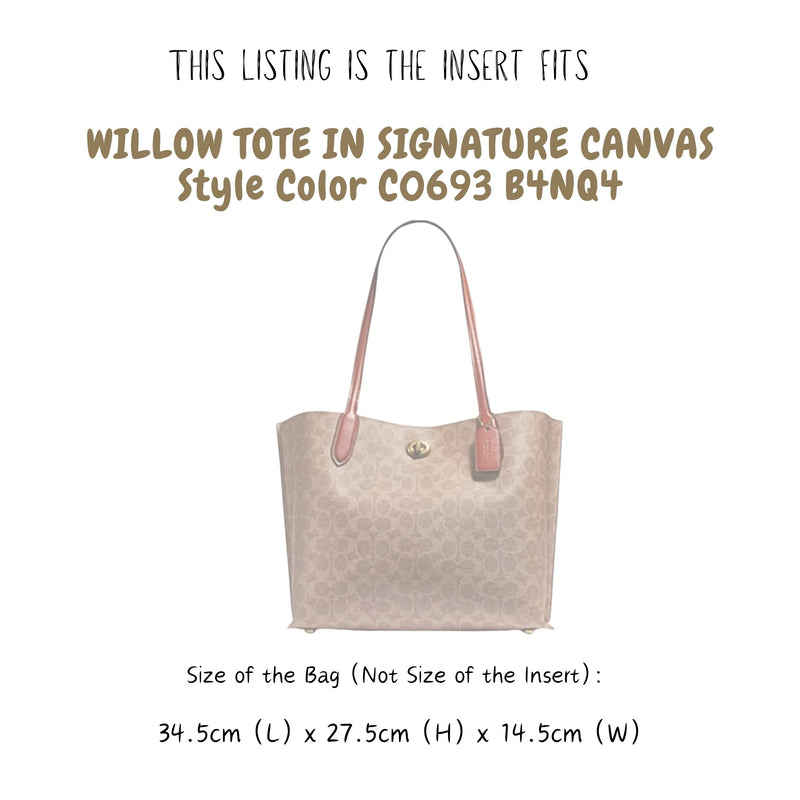 Organizer for [Willow Tote 35cm (C0693 B4NQ4), Coach] Bag Insert (Velvet, A Pair of Inserts)