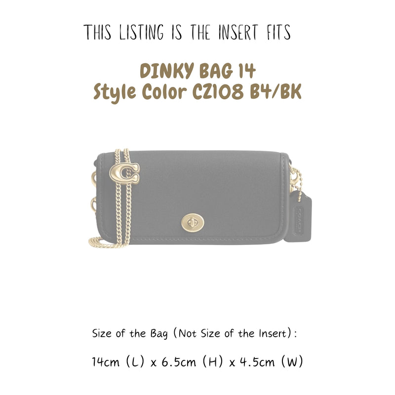 Organizer for [Dinky Bag 14 (CZ108 B4/BK), Coach] Bag Insert (Velvet, Slim Shape)