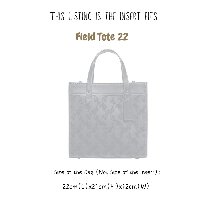 Organizer for [Field Tote 22, Coach] Bag Insert (Silk, Long Zip and Open Compartment)