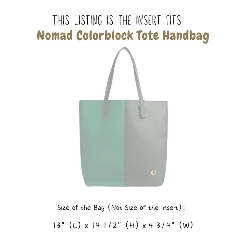 Organizer for [Nomad Colorblock Tote Handbag, Coach] Bag Insert (Felt, Long Zip and Open Compartment)