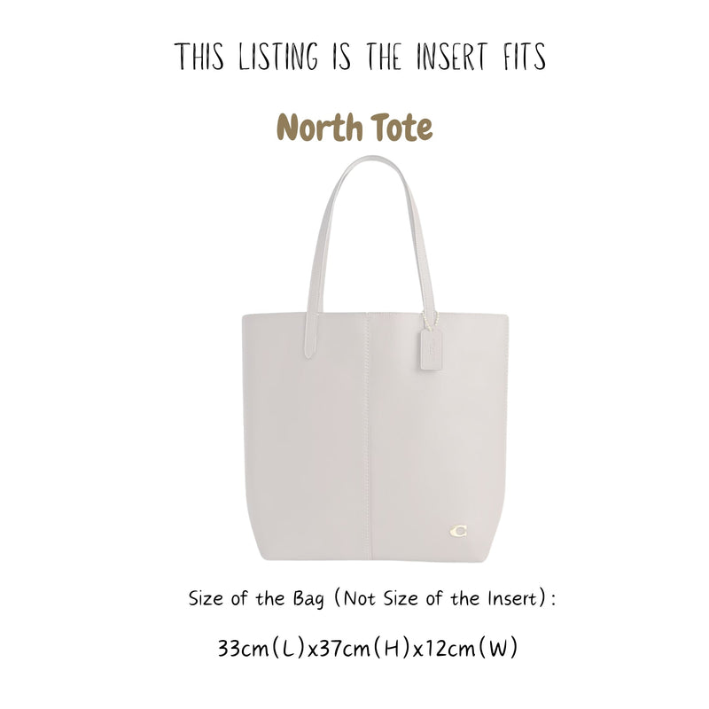 Organizer for [North Tote 32, Coach] Bag Insert (Silk, Long Zip and Open Compartment)