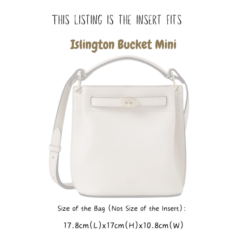 Organizer for [Islington Bucket Mini, Mulberry] Bag Insert (Felt, Slim with Zip Pocket)