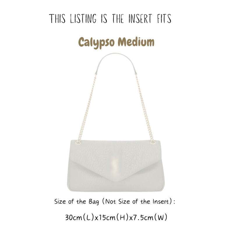 Organizer for [Calypso Medium, Saint Laurent (YSL)] Bag Insert (Felt, Slim with Zip Pocket)
