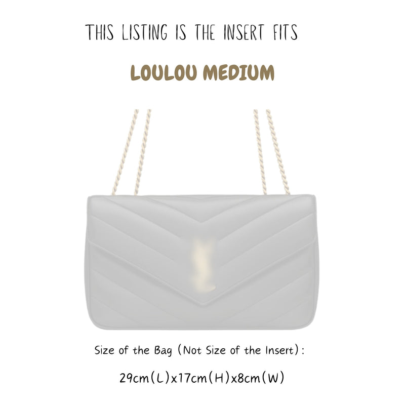 Organizer for [Medium Loulou in Matelasse, Saint Laurent (YSL)] Bag Insert (Felt, Slim with Zip Pocket)
