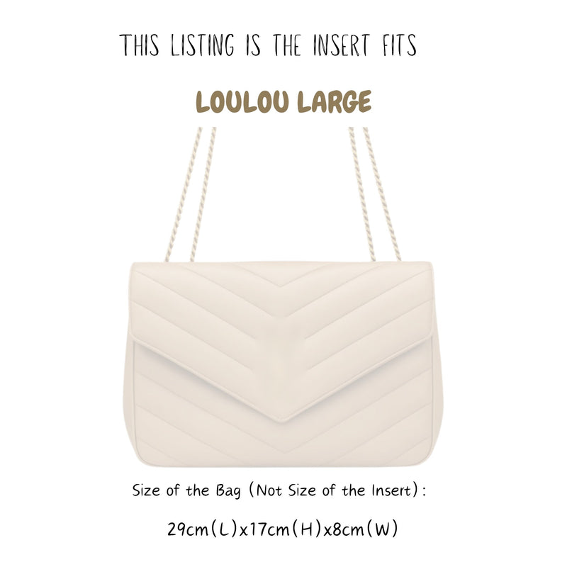 Organizer for [Large Loulou in Matelasse, Saint Laurent (YSL)] Bag Insert (Felt, Slim with Zip Pocket)