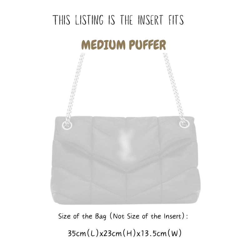 Organizer for [Medium Puffer, Saint Laurent (YSL)] Bag Insert (Felt, Slim with Zip Pocket)