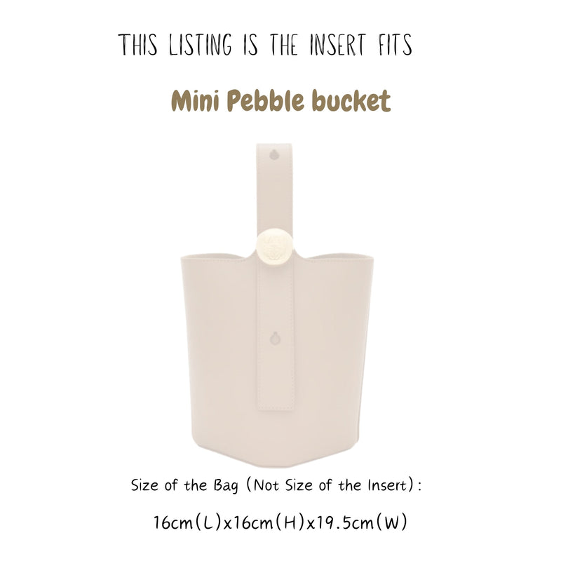 Organizer for [Mini Pebble Bucket, Loewe] Bag Insert (Felt, Long Zip and Open Compartment)