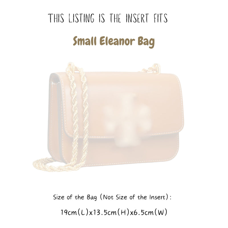 Organizer for [Small Eleanor Bag, Tory Burch] Bag Insert (Felt, Slim with Zip Pocket)