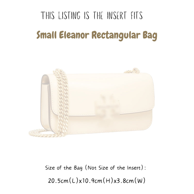 Organizer for [Small Eleanor Rectangular Bag, Tory Burch] Bag Insert (Felt, Slim with Zip Pocket)