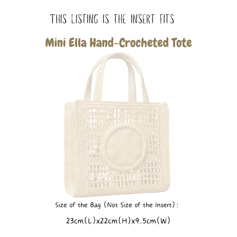 Organizer for [Mini Ella Hand-Crocheted Tote, Tory Burch] Bag Insert (Felt, Curved Shape)