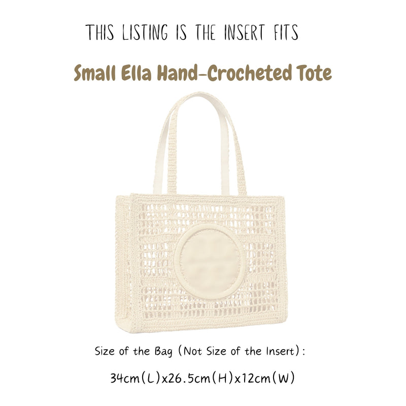 Organizer for [Small Ella Hand-Crocheted Tote, Tory Burch] Bag Insert (Felt, Curved Shape)