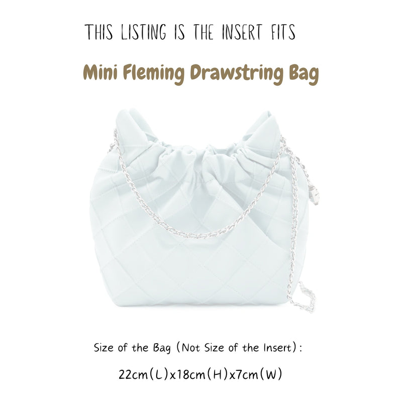 Organizer for [Mini Fleming Drawstring Bag, Tory Burch] Bag Insert (Felt, Slim with Zip Pocket)