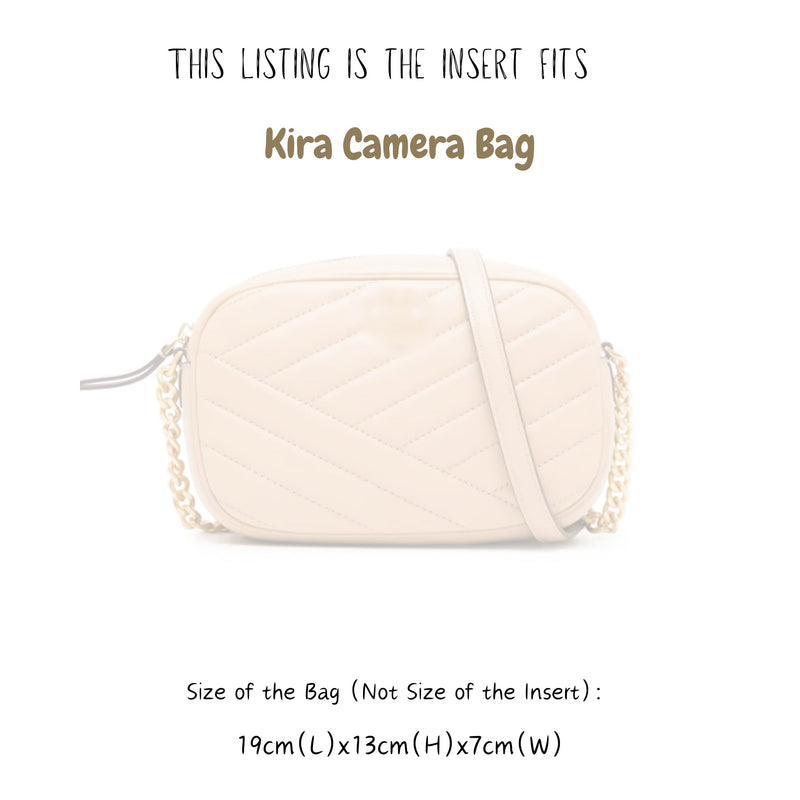 Organizer for [Kira Camera Bag, Tory Burch] Bag Insert (Felt, Slim with Zip Pocket)