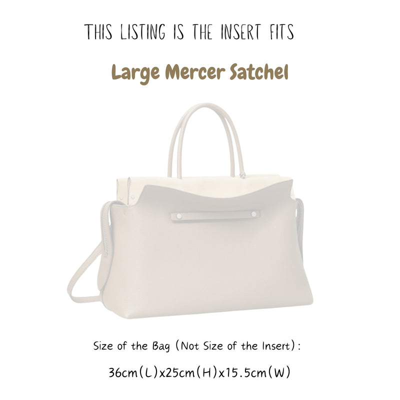 Organizer for [Large Mercer Satchel, Tory Burch] Bag Insert (Felt, Long Zip and Open Compartment)