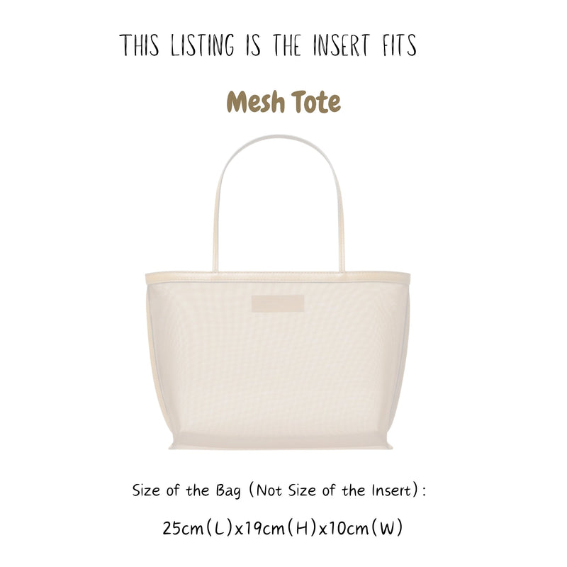 Organizer for [Mesh Tote, Tory Burch] Bag Insert (Felt, Contour Fit)