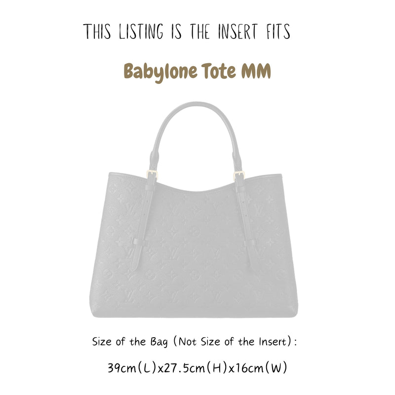 Organizer for [Babylone Tote MM, LV] Bag Insert (Felt, A Pair of Inserts)