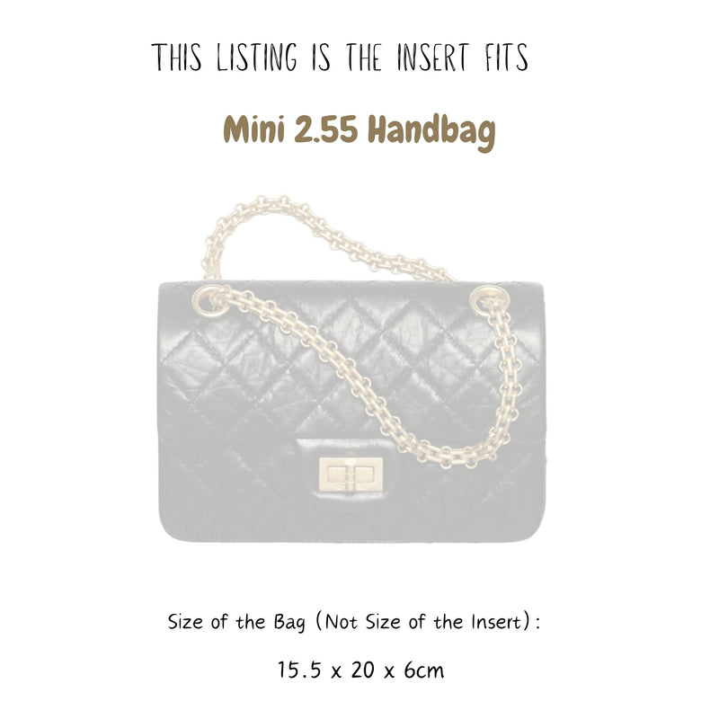 Organizer for [Mini 2.55 Handbag, Chanel] Bag Insert (Felt, Slim with Zip Pocket)