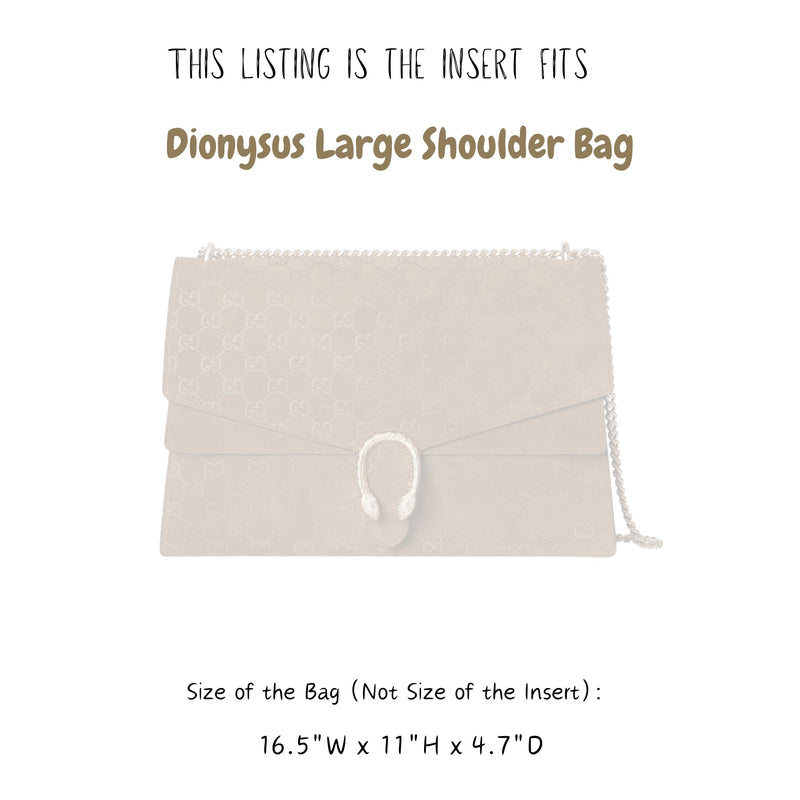 Organizer for [Dionysus large shoulder bag, Gucci] Bag Insert (Felt, Slim with Zip Pocket)