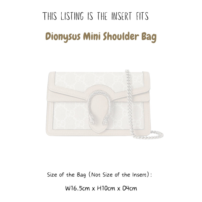 Organizer for [Dionysus mini shoulder bag, Gucci] Bag Insert (Felt, Slim with Zip Pocket)
