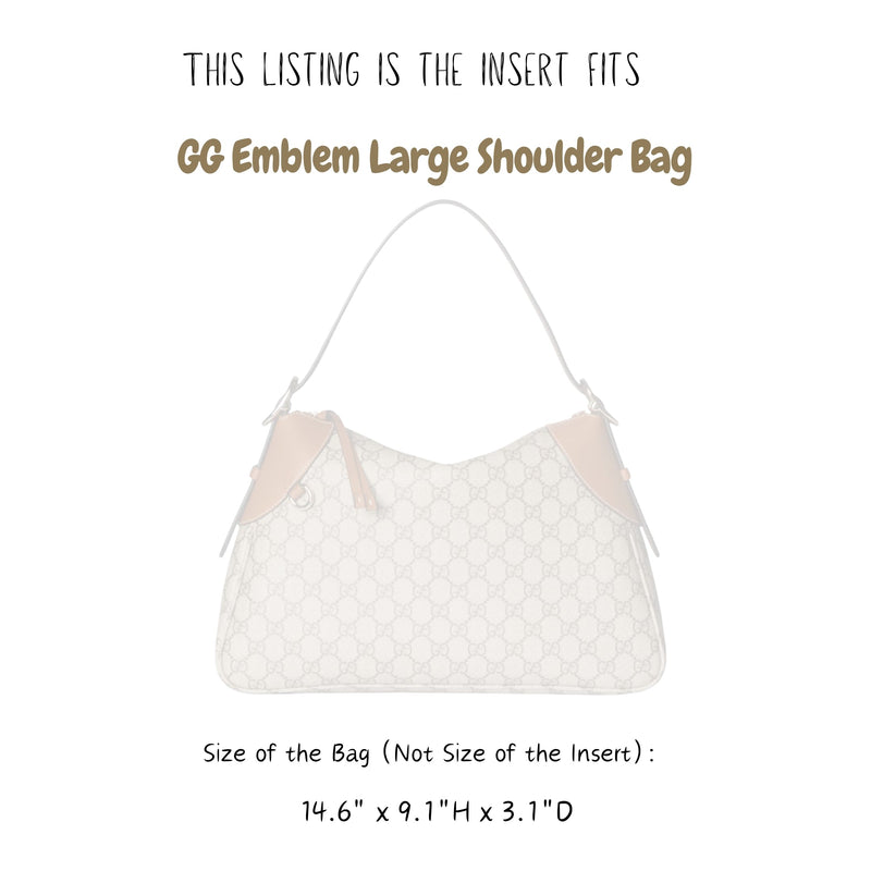 Organizer for [GG Emblem large shoulder bag, 14.6W x 9.1H x 3.1D, Gucci] Bag Insert (Felt, Trapezoid Taper Shape)