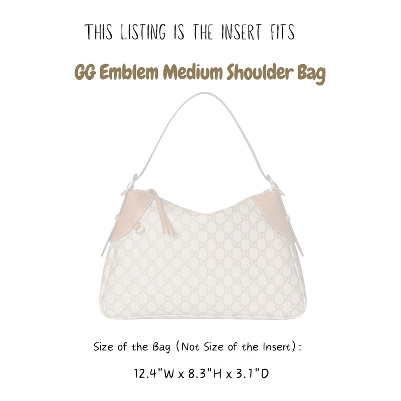 Organizer for [GG Emblem medium shoulder bag, 12.4W x 8.3H x 3.1D, Gucci] Bag Insert (Felt, Trapezoid Taper Shape)