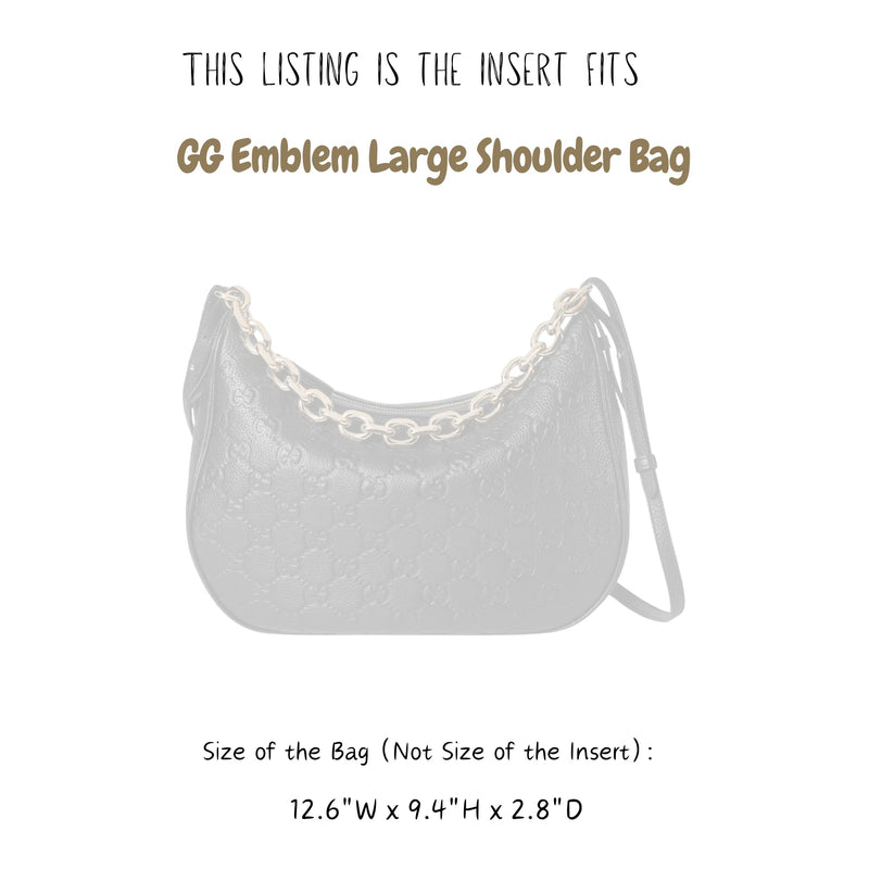 Organizer for [GG Emblem Large shoulder bag, 12.6W x 9.4H x 2.8D, Gucci] Bag Insert (Felt, Perfect Fit)